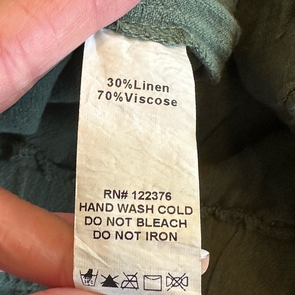 Mustard Seed | Sage Green Paper Bag Waist Faux Wrap Skort with Tie Belt - Picture 6 of 8